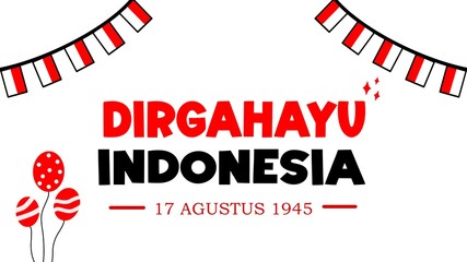 Independence Day of the Republic of Indonesia, August 17, 1945, Long Live Indonesia. Banner, poster, sticker, 80 years, red and white, illustration, flat design.