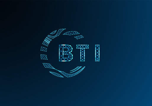 BTI low poly letter logo vector design. BTI lower poly logo design. BTI unique low poly logo design.