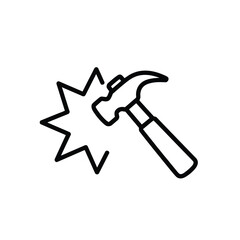 Hammer striking a starburst symbol