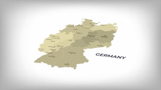 Animated Map of GERMANY with states Borders and Major Cities Positions
