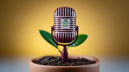 Microphone plant symbolizing growth in music.