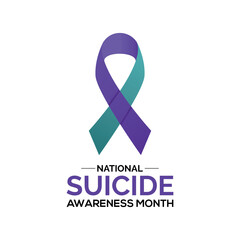 National Suicide Prevention Awareness Month. Raise Awareness This Suicide Prevention Month, Break the Silence. realstic ribbon. You are not alone. vector banner and social media, background design