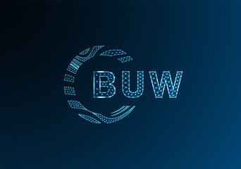 BUW low poly letter logo vector design. BUW lower poly logo design. BUW unique low poly logo design.