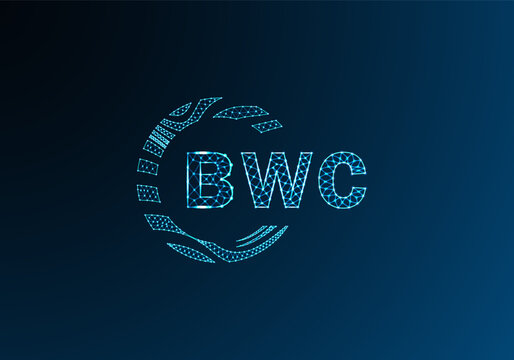 BWC low poly letter logo vector design. BWC lower poly logo design. BWC unique low poly logo design.
