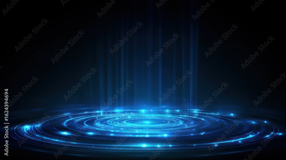 Poster blue digital tech innovation: a futuristic digital abstract showcasing a vibrant interplay of light 