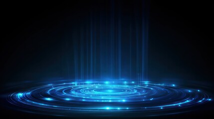 Blue Digital Tech Innovation: A futuristic digital abstract showcasing a vibrant interplay of light and energy, hinting at technological progress. The dynamic composition captures innovation.