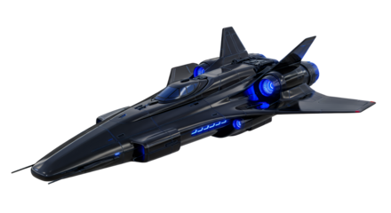 Sleek futuristic spaceship gliding through the galaxy with neon accents