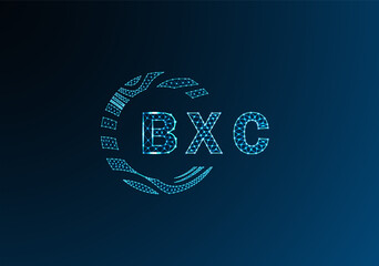 BXC low poly letter logo vector design. BXC lower poly logo design. BXC unique low poly logo design.