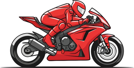 Racing Motorcycle Flat Vector Icon