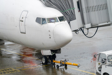 A white airplane with the letters L and F on the side