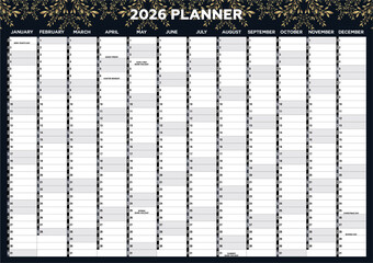 A1 Wall Planner 2026 Wall Calendar Large Jan to Dec Yearly Planner Full Year to View Planning Chart Academic Annual Poster UK holidays for Home Student Family School Office Work Study 