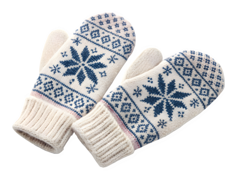 Cozy knitted mittens with snowflake pattern for winter warmth