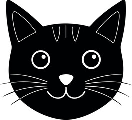 playful cat face with pointy ears and almond shaped eyes
