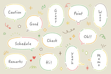 破線のフキダシ　ベクター　素材　セット 　 イラスト　矢印　ハート　線　キラキラ　飾り　アイコン　複数