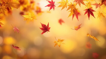 The Vibrant Dance of Autumn Leaves Falling Gracefully in the Air