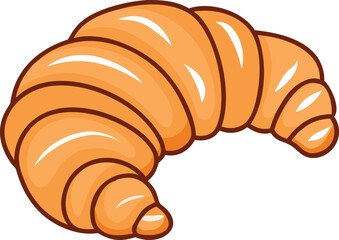 Delicious French Croissant. Sweet Dessert Product for Breakfast or Lunch. Vector Illustration for Cafe or Restaurant Menu Design
