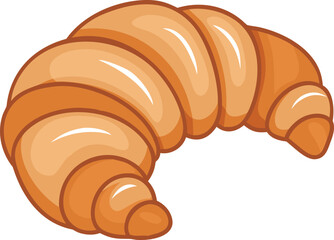 Delicious French Croissant. Sweet Dessert Product for Breakfast or Lunch. Vector Illustration for Cafe or Restaurant Menu Design
