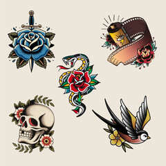 
Vintage collage collection element,retro sticker design