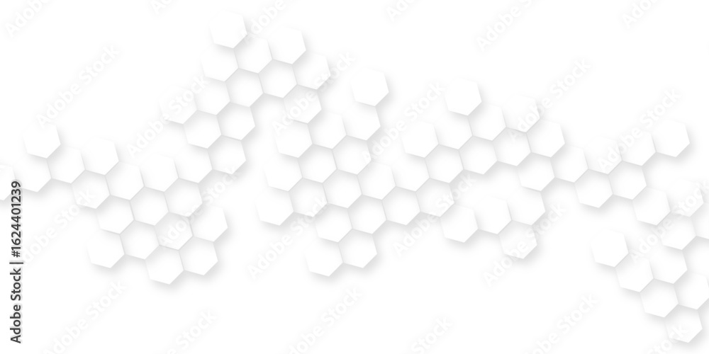 Poster modern and seamless hexagon is arranging randomly, abstract white vector wallpaper with hexagon grid