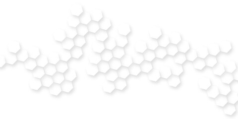 modern and seamless hexagon is arranging randomly, Abstract white vector wallpaper with hexagon grid, panoramic wall of Random shifted white honeycomb hexagon background.