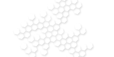 modern and seamless hexagon is arranging randomly, Abstract white vector wallpaper with hexagon grid, panoramic wall of Random shifted white honeycomb hexagon background.