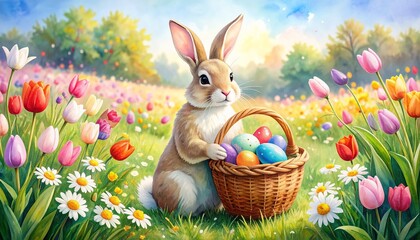 easter bunny and easter eggs
