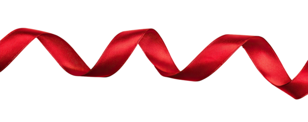 Red ribbon in a wavy, spiral pattern against black