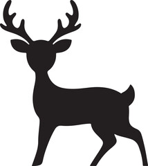 Fototapeta premium Silhouette Style Vector Deer Logo Icon – Minimal Elegant Wildlife Symbol for Outdoor, Nature, and Hunting Brand Identity, Monochrome Antler Animal Graphic Design for Print, Web, and Apparel