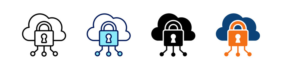 Cloud Security All In One Icon Multi Styles Vector Set