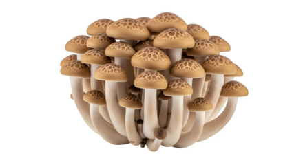Delicate cluster of fresh brown beech mushrooms showcasing unique textured caps and smooth pale stems, perfect for culinary inspiration and healthy eating.