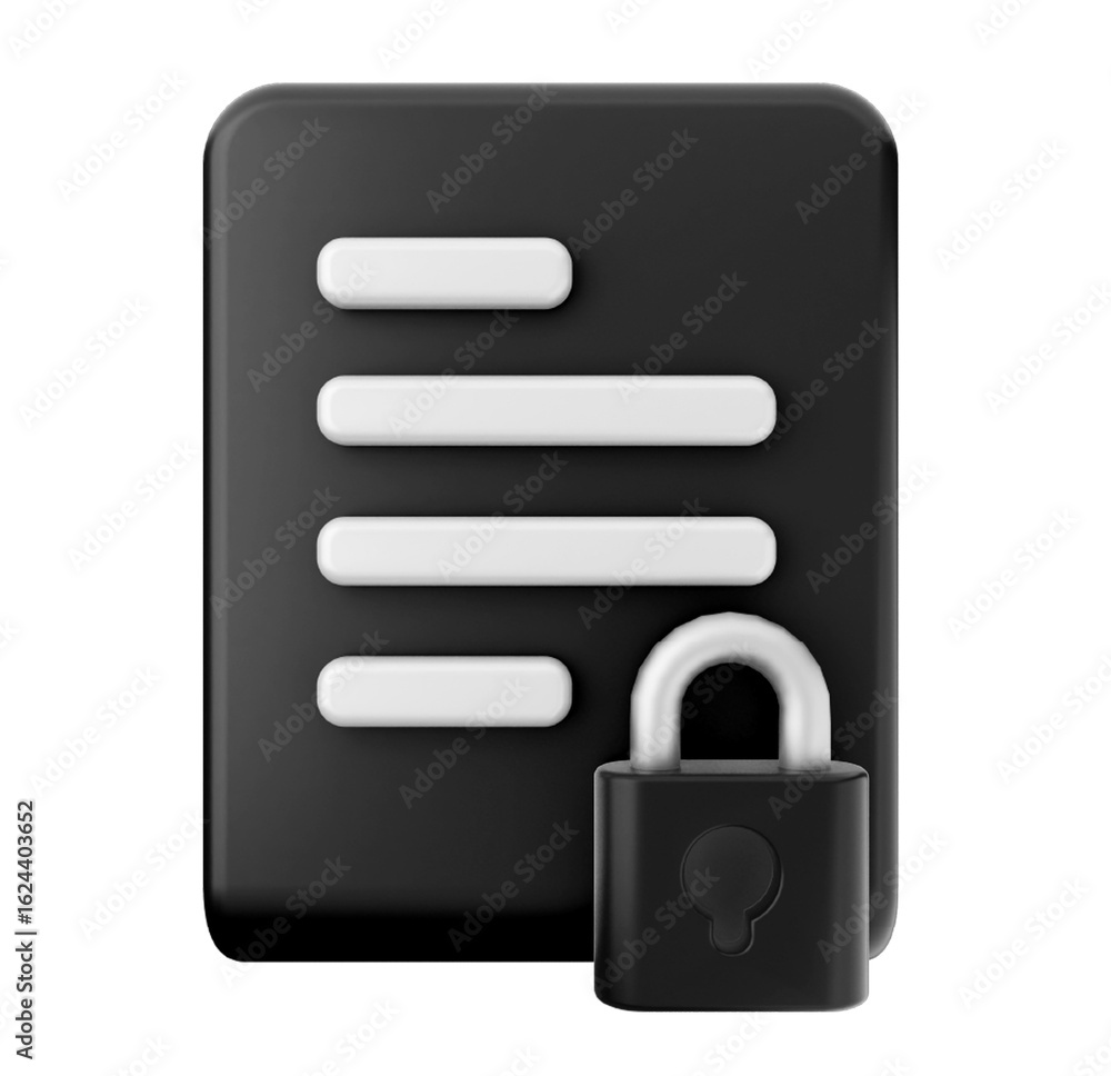 Poster secure data document icon: 3d render