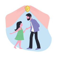 Protecting kid Vector illustration which can easily modify or edit