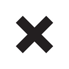 Black x error symbol icon vector flat design on white background.