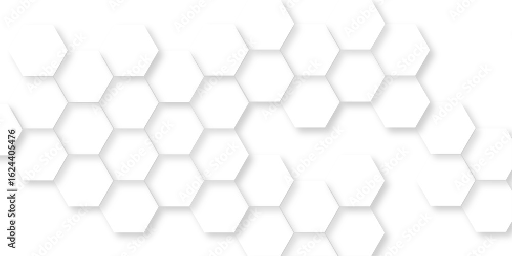 Poster abstract white line hexagon geometric pattern seamless background, minimalist hexagon display with r