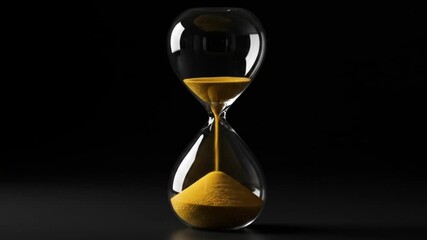Elegant hourglass capturing the flow of golden sand against a dark background, symbolizing time - Powered by Adobe