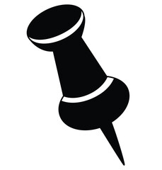 Cute cartoon hand drawn vector pushpin silhouette.