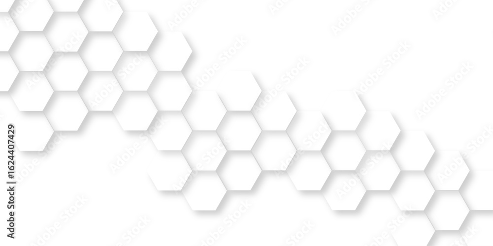 Poster abstract white line hexagon geometric pattern seamless background, minimalist hexagon display with r