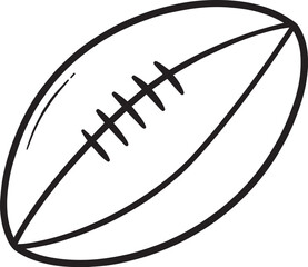 American Football Rugby Ball Silhouette in Black | Sports Icon Illustration Vector Format