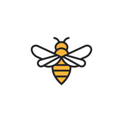 Stylized Honeybee Icon Design Yellow Black Lines