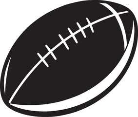 American Football Rugby Ball Silhouette in Black | Sports Icon Illustration Vector Format