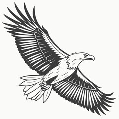 Majestic bald eagle in flight with wings spread wide in a bold graphic style