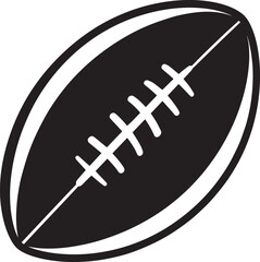 American Football Rugby Ball Silhouette in Black | Sports Icon Illustration Vector Format