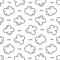 Popcorn outline doodle pattern. Perfect for food-themed designs, popcorn packaging, wallpapers, fabrics, scrapbooks, or children's products. Popcorn pattern for branding and marketing