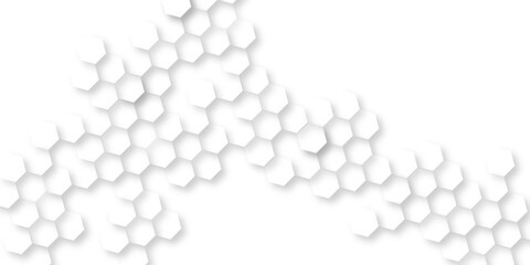 modern and seamless hexagon is arranging randomly, Abstract white vector wallpaper with hexagon grid, panoramic wall of Random shifted white honeycomb hexagon background.