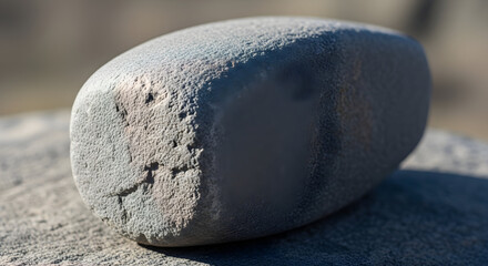 Close-up of Weathered Grey Stone with Rough Textured Surface in Natural Light