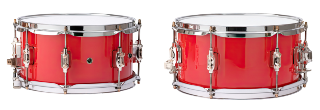 Two red snare drums