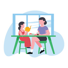 Enjoying dinner Vector illustration which can easily modify or edit
