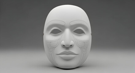 White Featureless Mask with Tracking Dots for 3D Scanning or Facial Animation