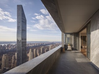 High-rise NYC penthouse balcony with city views