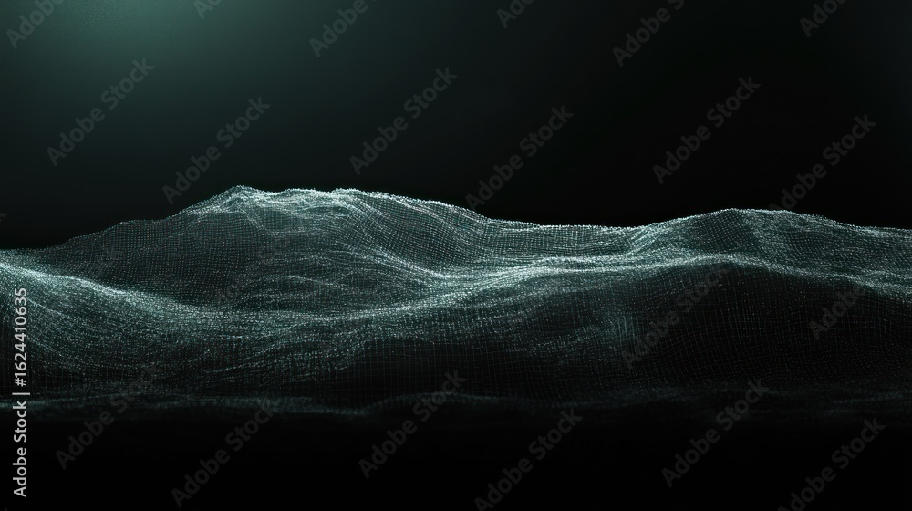 Aufkleber digital abstract waveform of light particles in dark background